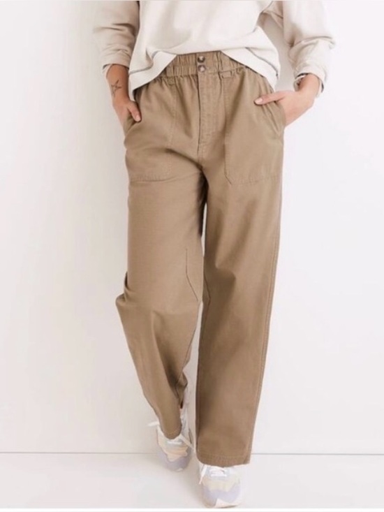 Madewell Pants - Madewell Womens Khaki Straight-Leg Chinos Trouser Pull on Size Small 100% Cotton